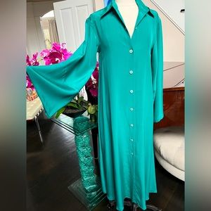 Vintage Salvatore Ferragamo Bell Sleeve Silk Dress